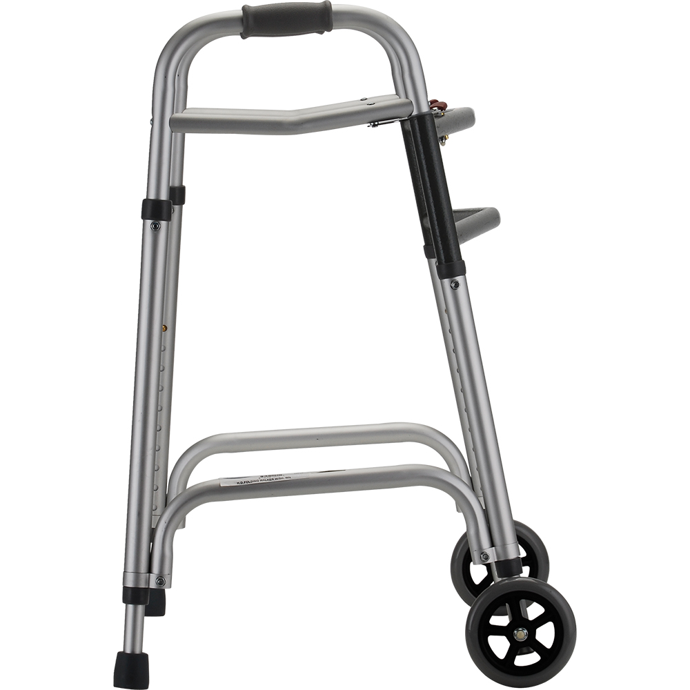 HEAVY DUTY FOLDING WALKER W/ 5" WHLS SIDE VIEW